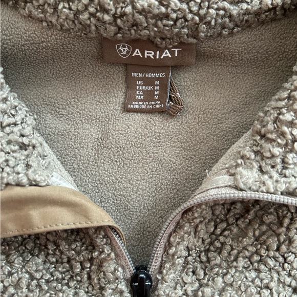 ARIAT mens M Grizzly canvas bluff jacket with sherpa lining.brown - Picture 6 of 8